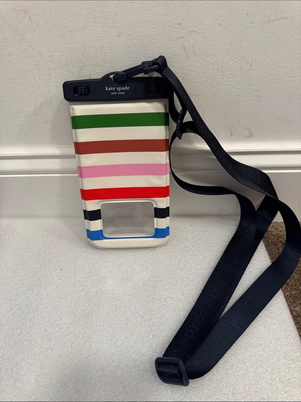 Kate spade water proof phone pouch multi color stripes